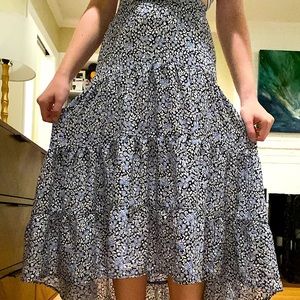 Blue Rain Francesca’s Blue Floral High-Low Skirt